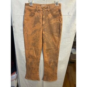 Aeron Brown Tie Dye High Waisted Kick Flare Denim Pants Womens 28